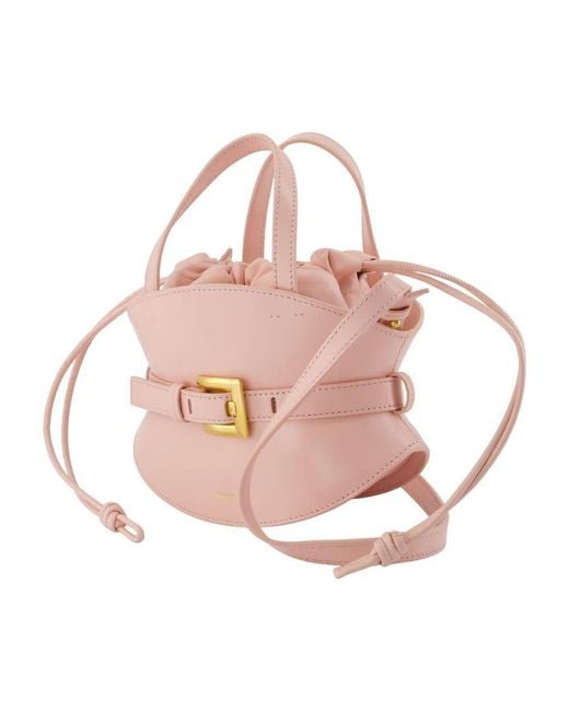 Balmain Pink Calfskin Leather Top Handle Bag