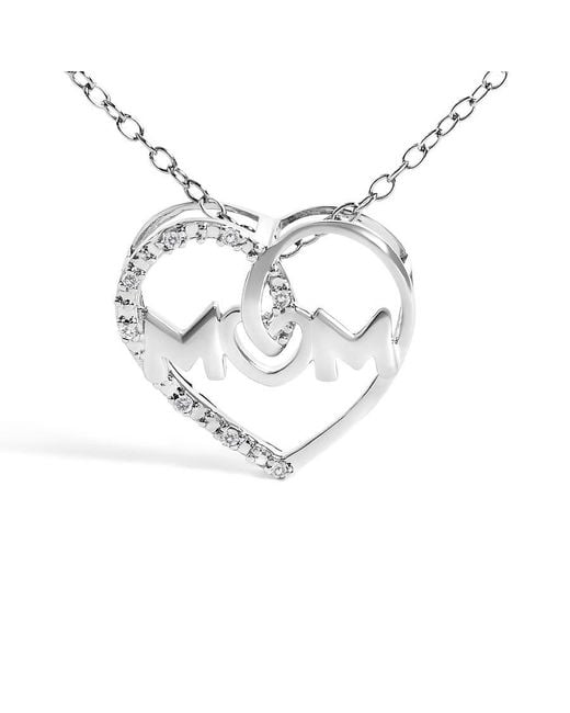 Haus of Brilliance Metallic 925 Sterling Diamond Accent Mom Heart Pendant Necklace
