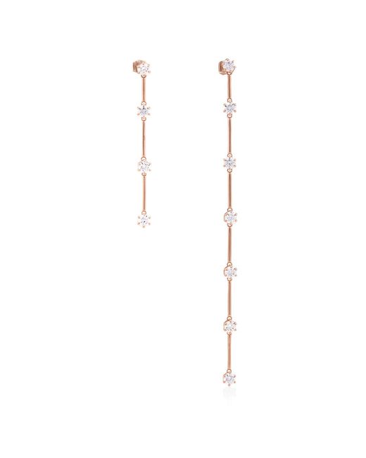 Swarovski White Constella Earrings Asymmetrical, Rose- Tone Plated