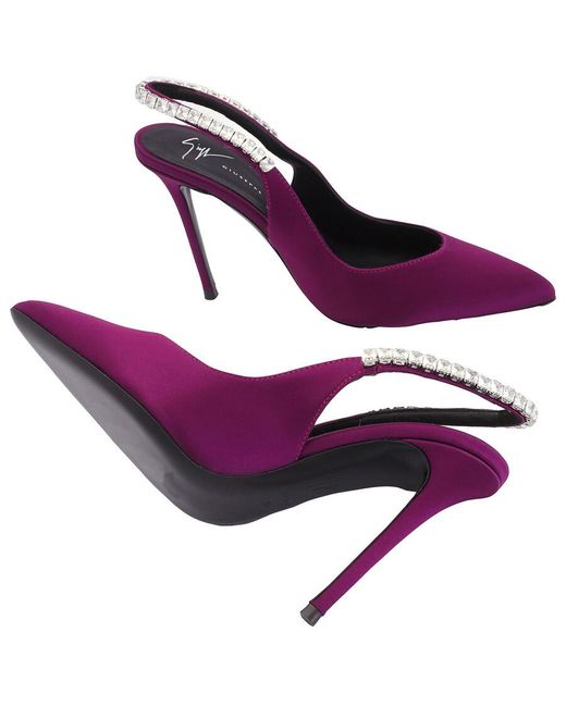 Giuseppe Zanotti Purple Rachyl Crystal Embellished Slingback Pumps