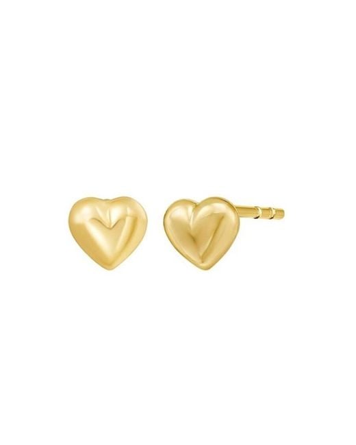 Tresorra Metallic 14K Mini Puffed Heart Stud Earrings