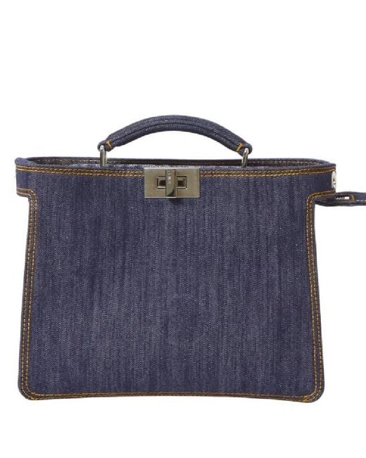 Fendi Blue Peekaboo Iseeu Mini Bag Denim-Effect Fabric for men