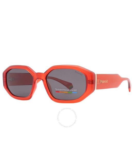 Polaroid Red Grey Geometric Sunglasses Pld 6189/s 0l7q/m9 55