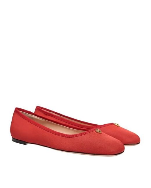 Bally Red Silk Faille Fabric Rina Flats, Brand Size 36 Us