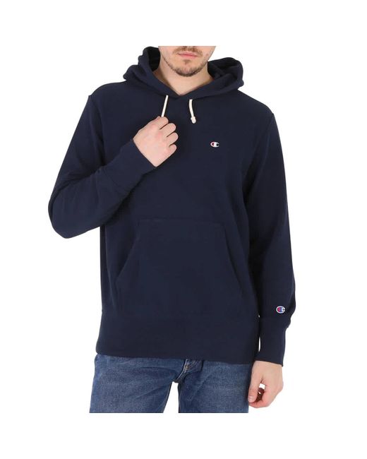 Champion Blue Reverse Weave Soft Hooded Sweatshirt for men