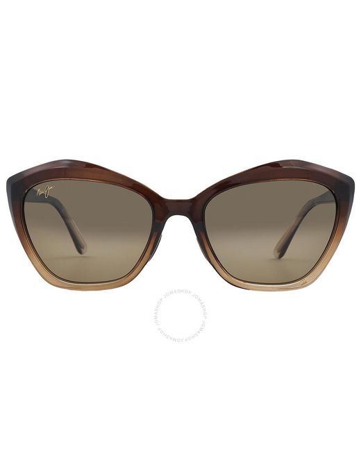 Maui Jim Brown Lotus Hcl Bronze Cat Eye Sunglasses Hs827-01 56