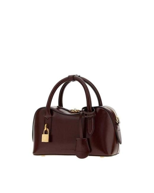 Stella McCartney Brown Polished Leather Top Handle Bag