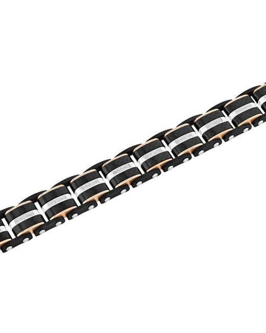 Robert Alton Black 1/3Ctw Diamond Stainless Steel Two-Tone Link Bracelet for men