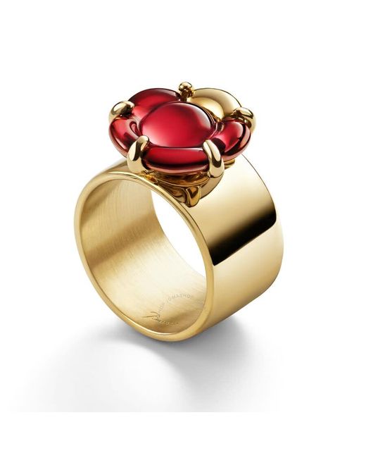 Baccarat Metallic 's B Flower Vermeil Red Crystal Ring 2807667