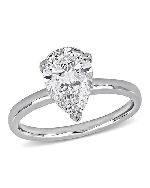Created Forever Metallic 2Ct Tw Pear-Shaped Lab Grown Diamond Solitaire Engagement Ring