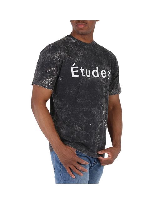 Etudes Studio Black Bleached Logo-print Organic Cotton T-shirt for men