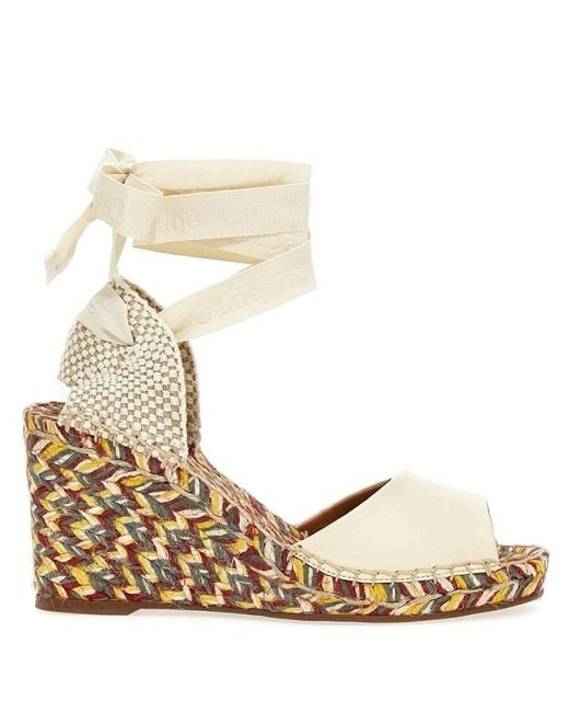 Chloé Metallic Piia Ankle-Wrap Wedge Sandals, Brand Size 38 Us