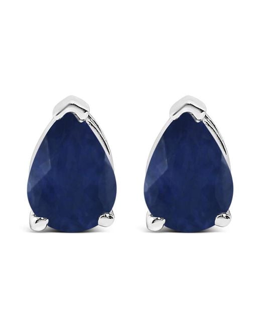 Haus of Brilliance Blue 14K 6X4Mm Pear Shaped Sapphire Solitaire Stud Earrings