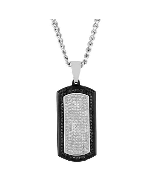 Robert Alton Black 7/8Ctw And Diamond With Finish Stainless Steel Dog Tag Pendant for men
