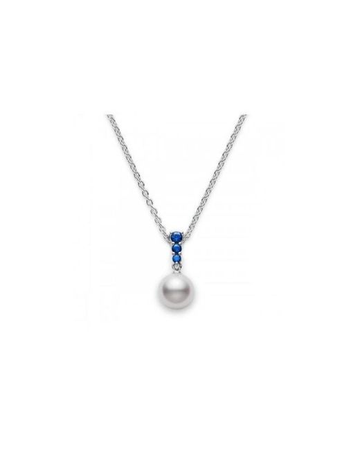 Mikimoto Metallic Akoya Pearl & Blue Sapphire Pendant Necklace