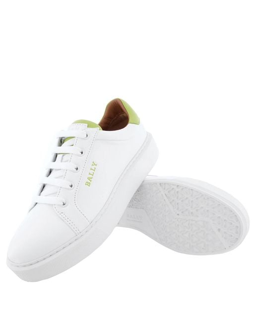Bally White Clarys Leather Low-Top Sneakers