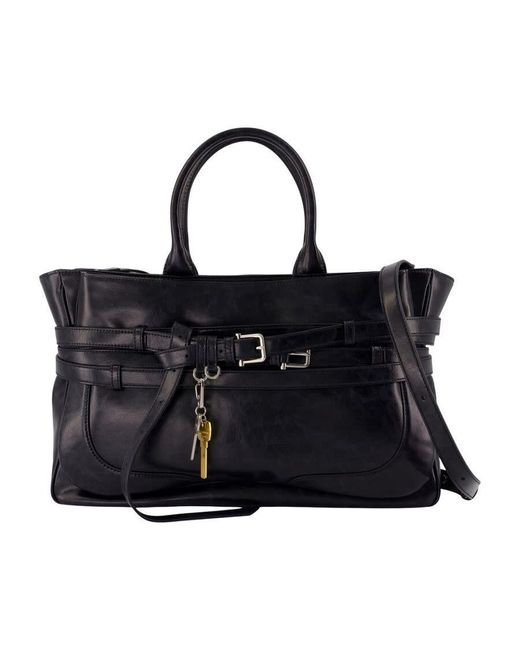 OSOI Black Belted Leather Top Handle Bag for men