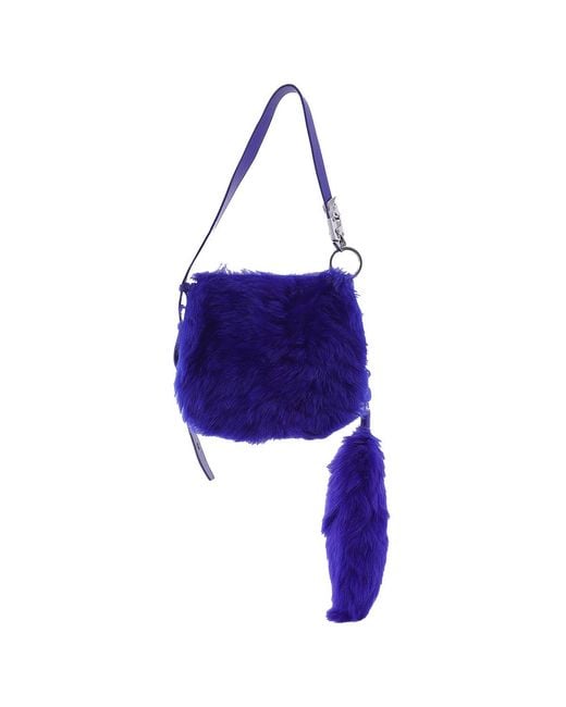 Burberry Blue Small Knight Faux-Fur Shoulder Bag