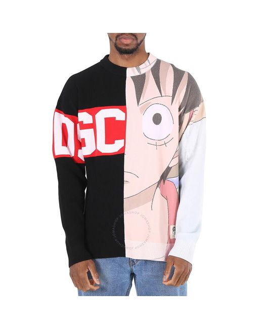 Gcds Red Graphic One Piece Luffy Hybrid Sweater for men