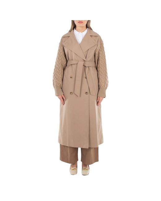 Max Mara Natural Cicladi Water-Repellent Gabardine Trench Coat, Brand Size 38 Us