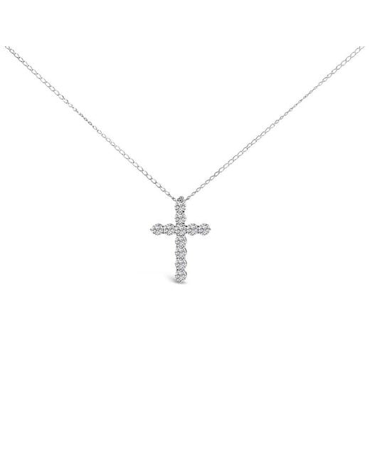Haus of Brilliance Metallic 14K 1/2 Cttw Lab Grown Diamond 11 Stone Cross Pendant Necklace