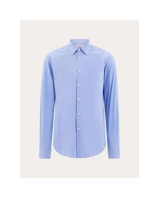 Ferragamo Blue Light Cotton Shirt, Brand Size 40 Us for men