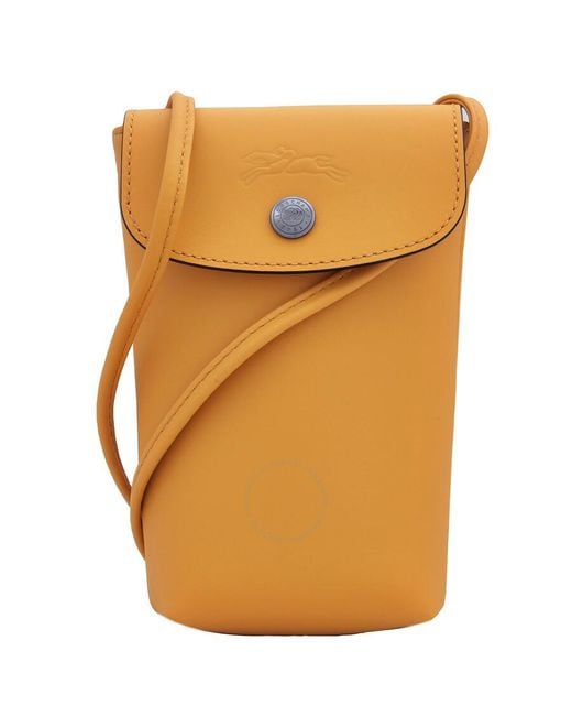 Longchamp Orange Le Pliage Xtra Phone Case With Leather Lace Apricot