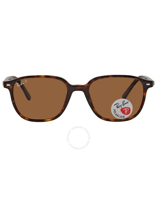Ray-Ban Brown Leonard Polarized Square Sunglasses Rb2193 902/57 51