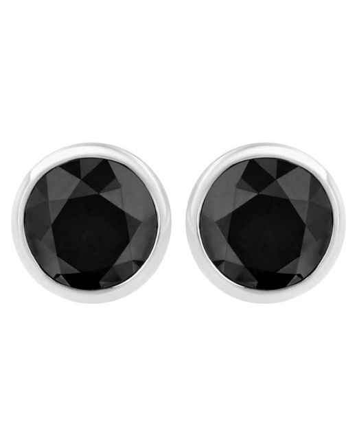 Haus of Brilliance .925 Sterling Silver 1 Cttw Black Diamond Screw-back 4-prong Classic Solitaire Bezel Earrings for men