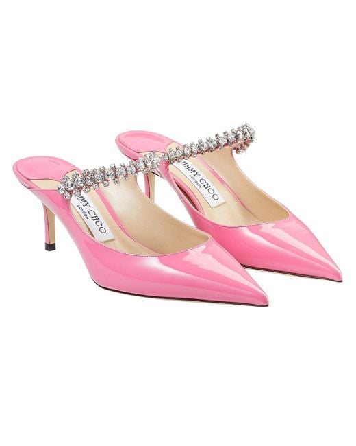 Jimmy Choo Pink Bing 65 Patent Leather Mules, Brand Size 35 Us