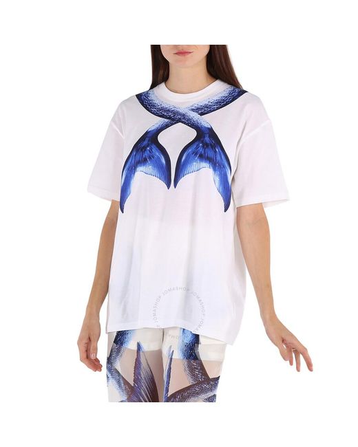 Burberry Blue Carrick Short Sleeve Mermaid Tail-print Oversized T-shirt