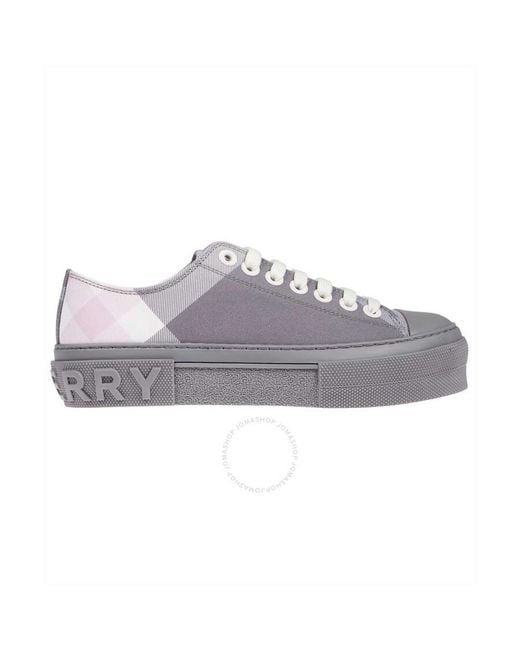 Burberry Gray Pale Jack Check Low Top Sneakers