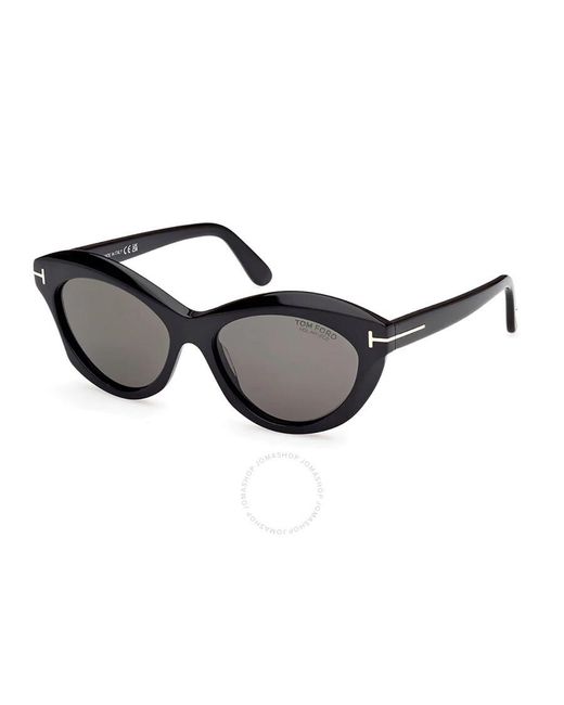 Tom Ford Black Toni Polarized Smoke Cat Eye Sunglasses Ft1111 01d 53