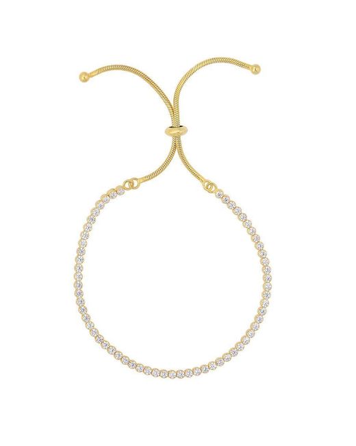 Tresorra Metallic Sterling Plated Cz Tennis Friendship Bracelet
