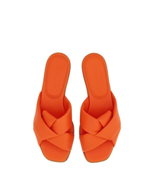 Ferragamo Orange Ferragamo Knott Strap Slides