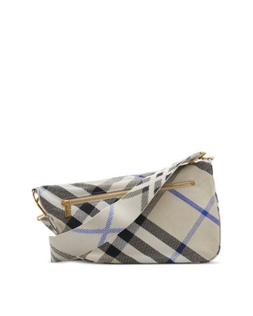 Burberry Gray Medium Shield Checked Shoulder Bag