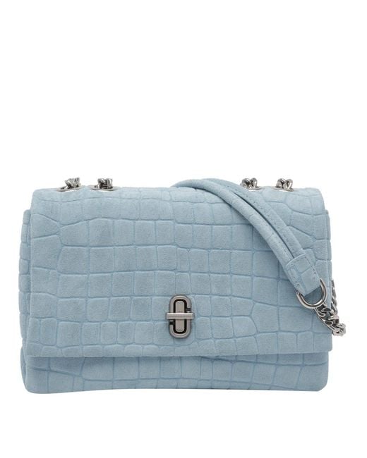 Marc Jacobs Blue The Suede Croc Slim Dual Convertible Shoulder Bag