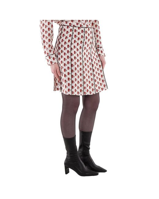 Burberry Pink Postbox Pleated Silk Skirt, Brand Size 4 (Us