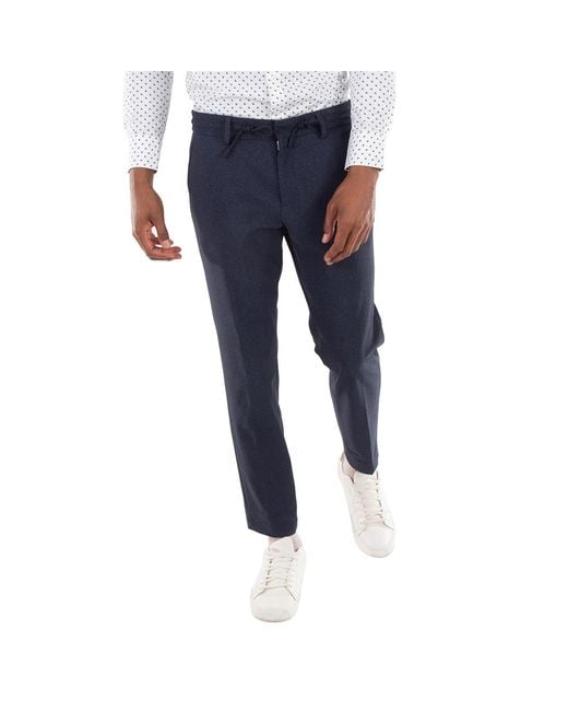Boss Blue Micro-Patterned Slim-Fit Trousers, Brand Size 50 (Waist for men