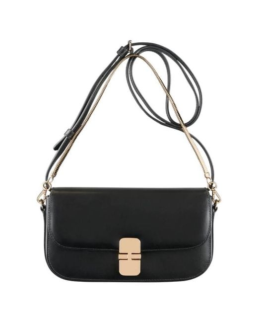 A.P.C. Black Grace Leather Chain Clutch Bag
