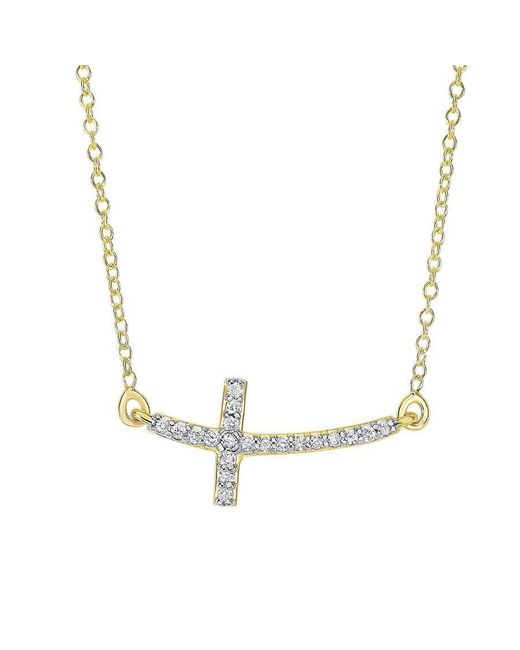 Tresorra Metallic 14K Diamond Side Cross Necklace