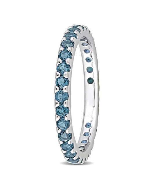 Amour Blue 1 1/2 Ct Tgw London Topaz Eternity Ring