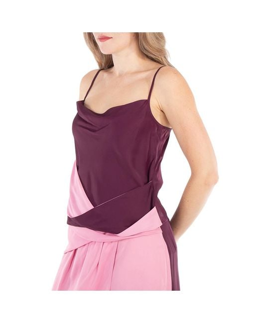 J.W. Anderson Purple Draped Satin Sleeveless Tank Top, Brand Size 8 Us Size 4