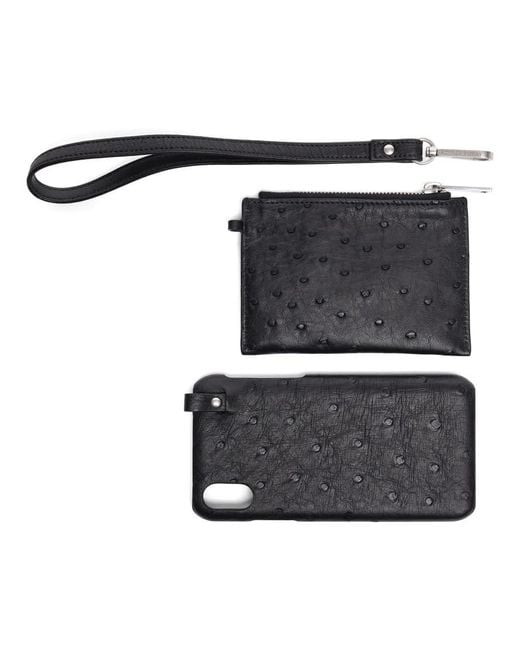 Bottega Veneta Gray Leather Iphone Case And Wallet Wristlet for men