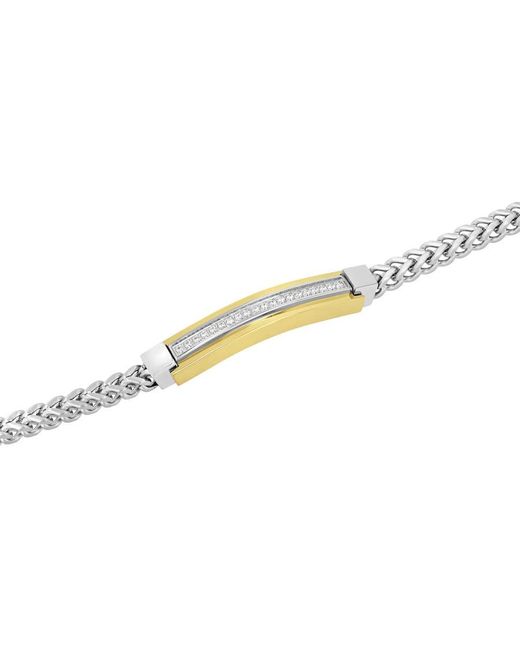 Robert Alton Metallic 1/5Ctw Diamond Stainless Steel & Finish Id Bracelet for men