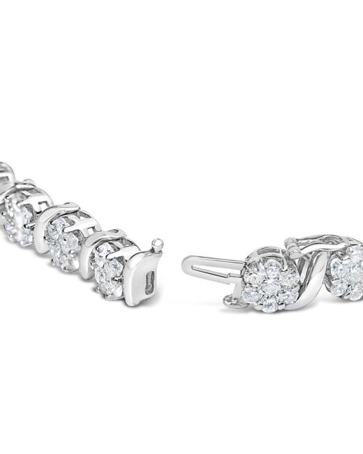 Haus of Brilliance Metallic 14K 7 3/8 Cttw Round Brilliant Diamond Floral Cluster And S Link Bracelet (H-I Color, Si2-I1 Clarity)