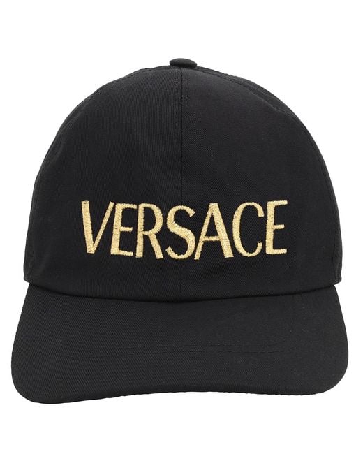 Versace Black Embroidered Logo Baseball Cap