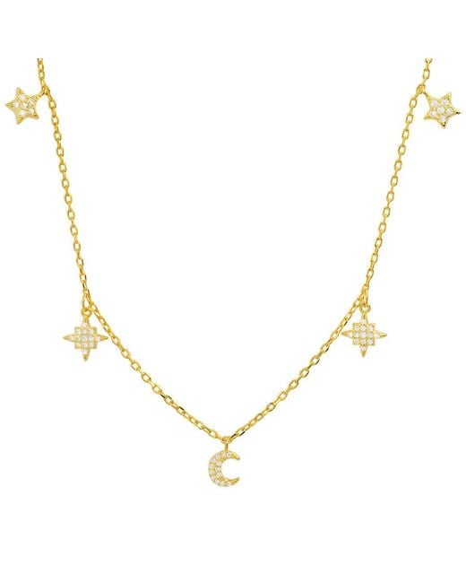 Kylie Harper Metallic 14K Over Dangling Cubic Zirconia Cz Celestial Charm Necklace