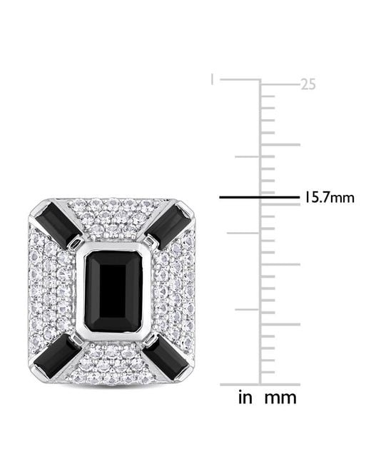 Amour Metallic 5-4/5Ct Tgw Octagon And Baguette-Cut Created Sapphire And Sapphire Cufflinks for men