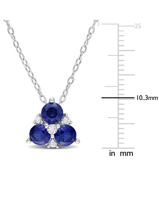 Amour Blue 1 1/2 Ct Tgw Created Sapphire And Created Sapphire 3-Stone Pendant With Chain